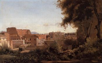 讓 巴蒂斯特 卡米耶 柯羅 Rome - View from the Farnese Gardens, Noon( Study of the Coliseum)